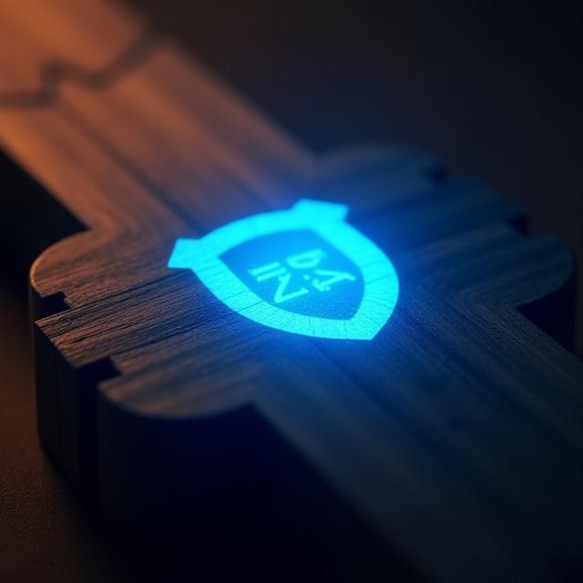 A conceptual visualization of digital security mixed with woodworking tools